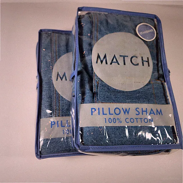 2x Match Blue Jean Demin Standard Pillow Sham Cargo Pocket Cotton NOS