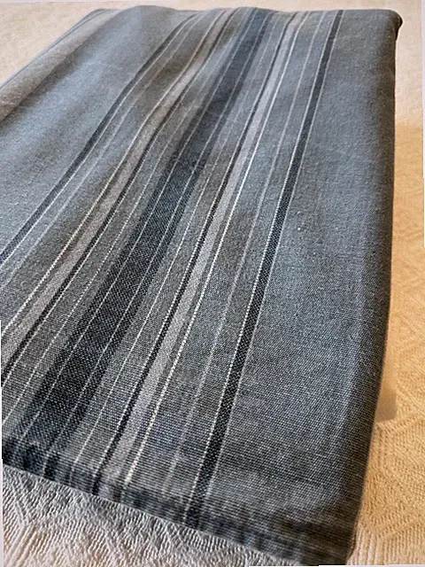 Blue Faded Denim Stripe Bed Skirt Full Size 100% Cotton India HomeTrends
