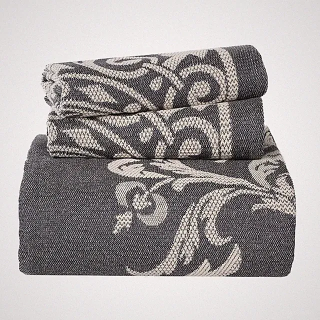 Bohemian Jacquard Textured Medallion with Matching Bedspread & Pillow Shams Set