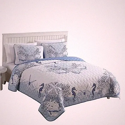 Coastal 3-Piece Quilt Set Full/Queen Beach Delight Denim