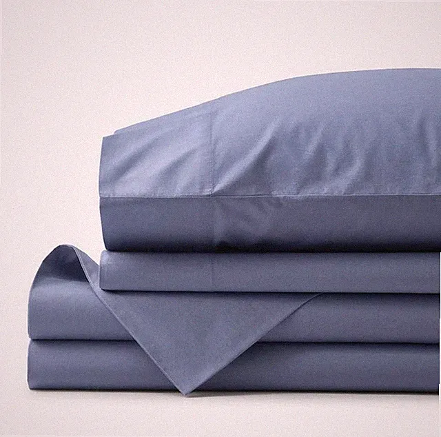 Company Cotton Solid Garment Washed Cotton Percale Bed Sheet Set