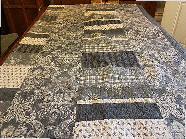 Country Living denim patchwork quilt queen size