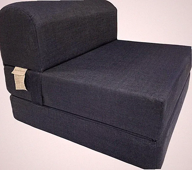 Denim 6x36x70 Sleeper Chair Folding Foam Bed, Studio Guest Beds Density 1.8 lbs