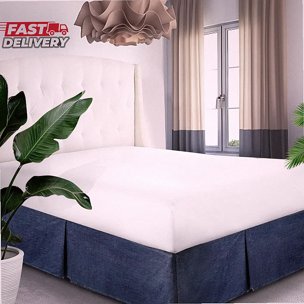 Elegant Life Home Cotton Yarn Dyed Washed Denim Bed Skirt/Dust Ruffle – 18 Inch