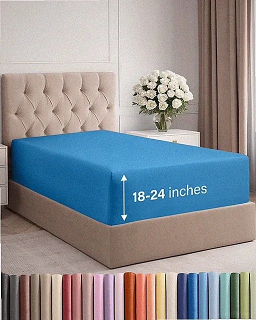 Extra Deep Twin XL Fitted Sheet - Hotel Luxury Single Fitted Sheet Only - Eas...