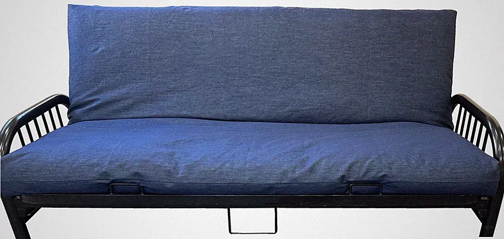 Queen Dark Blue Denim Futon Mattress Cover, Bed Slipcovers Encasement