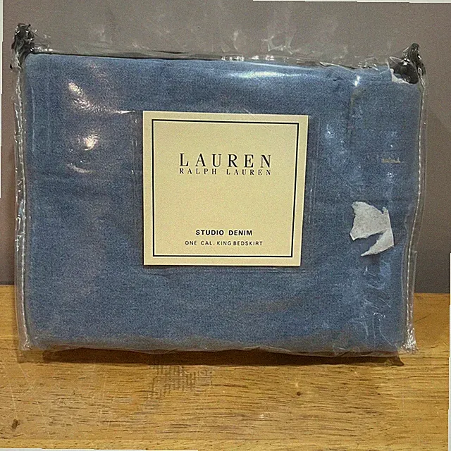 Lauren Ralph Lauren Studio Denim California King Bedskirt Washed Blue Cotton NEW