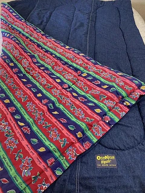 NEW Oshkosh B'Gosh Denim Reversible TWIN COMFORTER Blanket Bright Striped