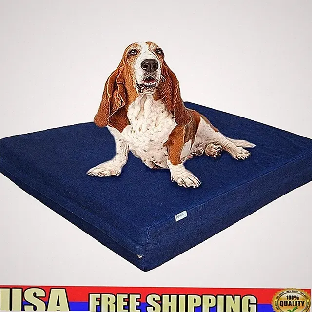 Orthopedic Dog Bed Memory Foam Waterproof Removable Denim Cover Comfort Support
