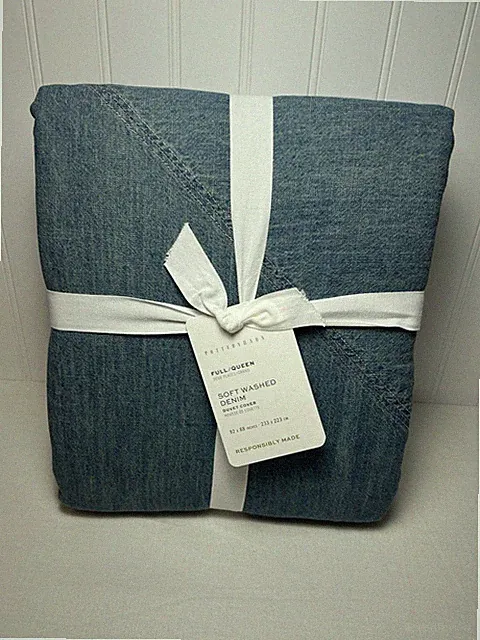 Pottery Barn Soft Washed Denim FULL/QUEEN Duvet Cover NWT