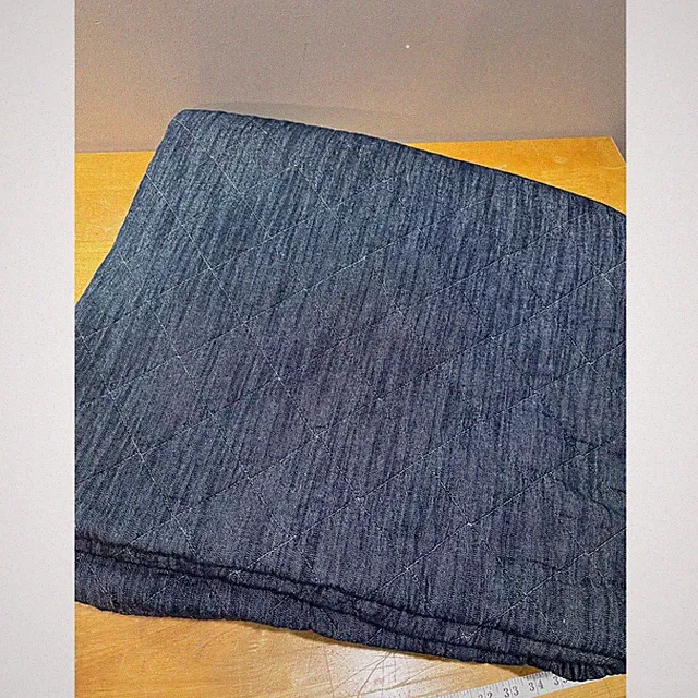 Pottery Barn Teen Full Queen Indigo Denim Reversible Diamond Quilt Blue