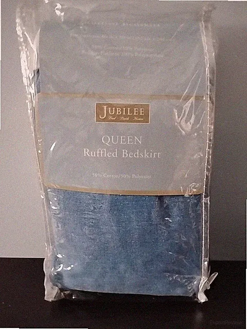 Queen Ruffled Bed Skirt Denim 50% Cotton/ Poly By Jubilee New In Package