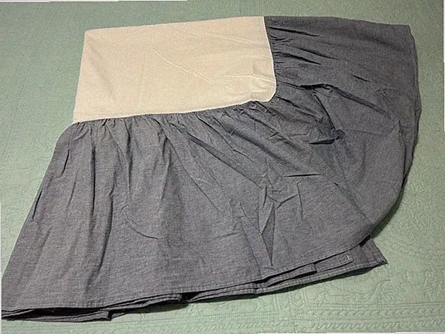 RALPH LAUREN CHAMBRAY DENIM BLUE FULL SIZE BEDSKIRT MADE USA 15" DROP