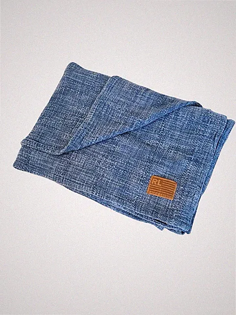 Rare Vintage Ralph Lauren Woven Coverlet Blanket “Denim Blue” 66x90 USA Made