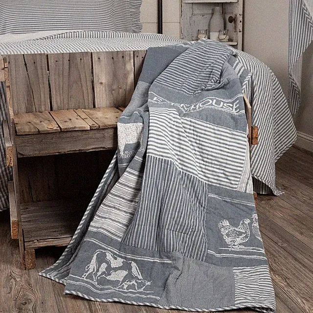 Sawyer Mill Farmhouse Blue Farm Animal Quilted Throw 60x50" VHC Brands