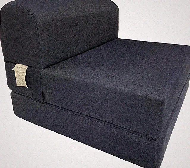 Twin Flip Chair Folding Foam Beds, 6x32x70, High Density Foam Bedding, Denim