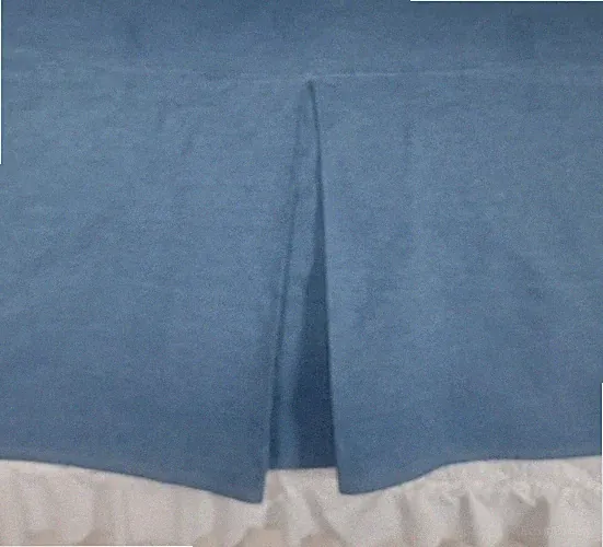 Vintage WestPoint Stevens Denim Bed Skirt Dust Ruffle Tailored 14" Drop ~ QUEEN